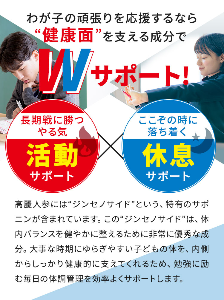 わが子の頑張りを応援するなら健康面を支える成分でWサポート